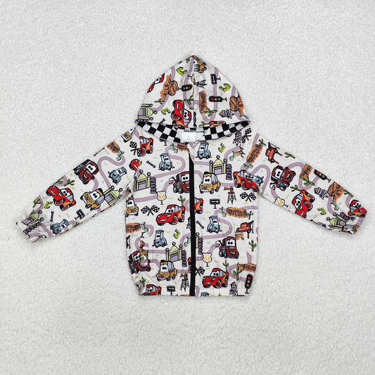 BT0889 Car Hooded Zip-Up Long Sleeve Top