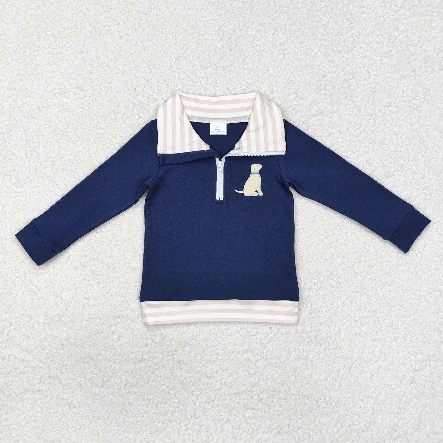 BT0893 Baby Boys Dog Zip Long Sleeve Pullovers Tops