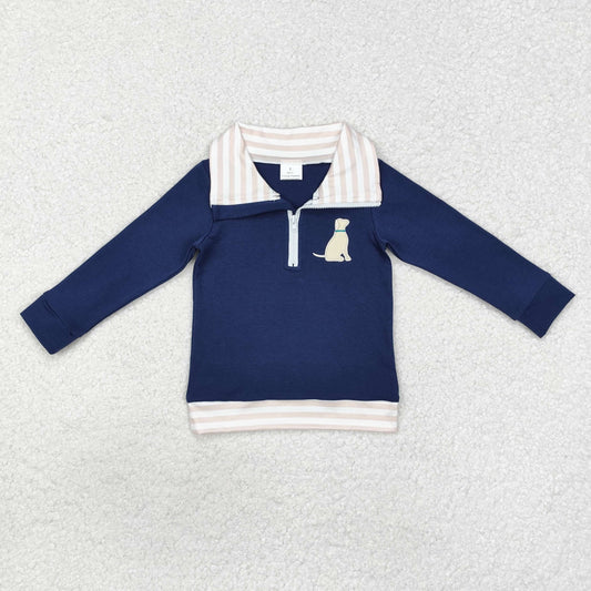 BT0893 Baby Boys Dog Zip Long Sleeve Pullovers Tops