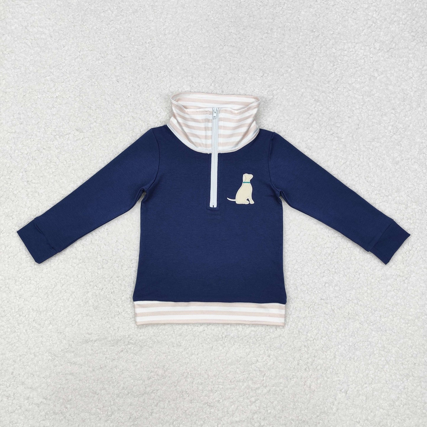 BT0893 Baby Boys Dog Zip Long Sleeve Pullovers Tops