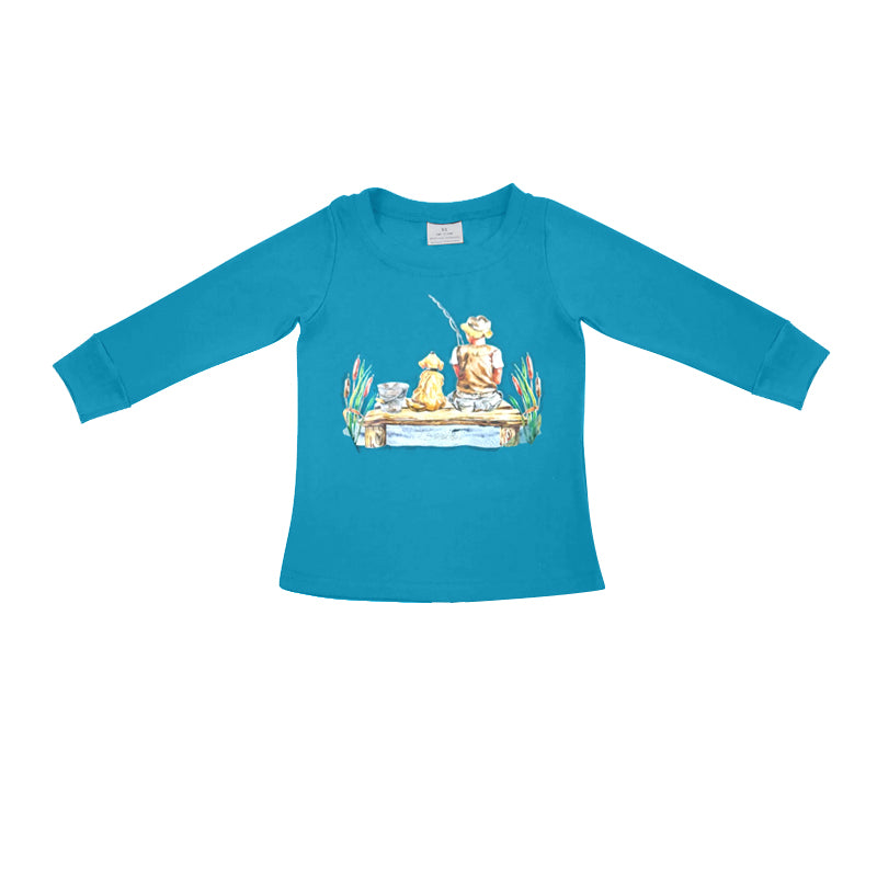 presale BT0895  Baby Boys Dog Fishing Long Sleeve Tops   2024 9.7