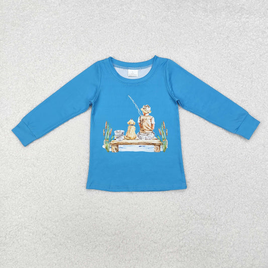 BT0895  Baby Boys Dog Fishing Long Sleeve Tops
