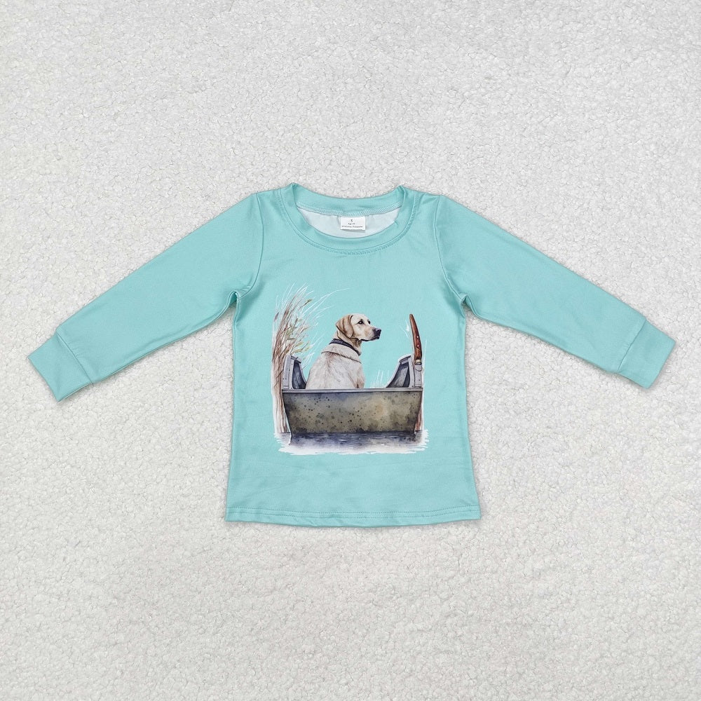 BT0896  Baby Boys Dog Hunting Fishing Long Sleeve Tops