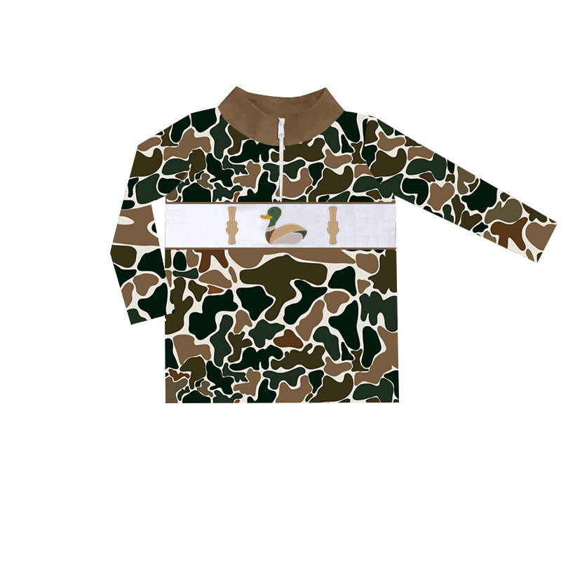 presale BT0903 Bottle Duck Camouflage Beige Zip-Up Long Sleeve Top  2024 9.7