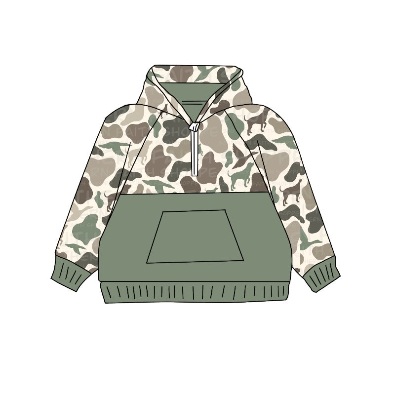 presale BT0914 Duck Puppy Camo Zipper Pocket Hooded Long Sleeve Top   2024 9.7