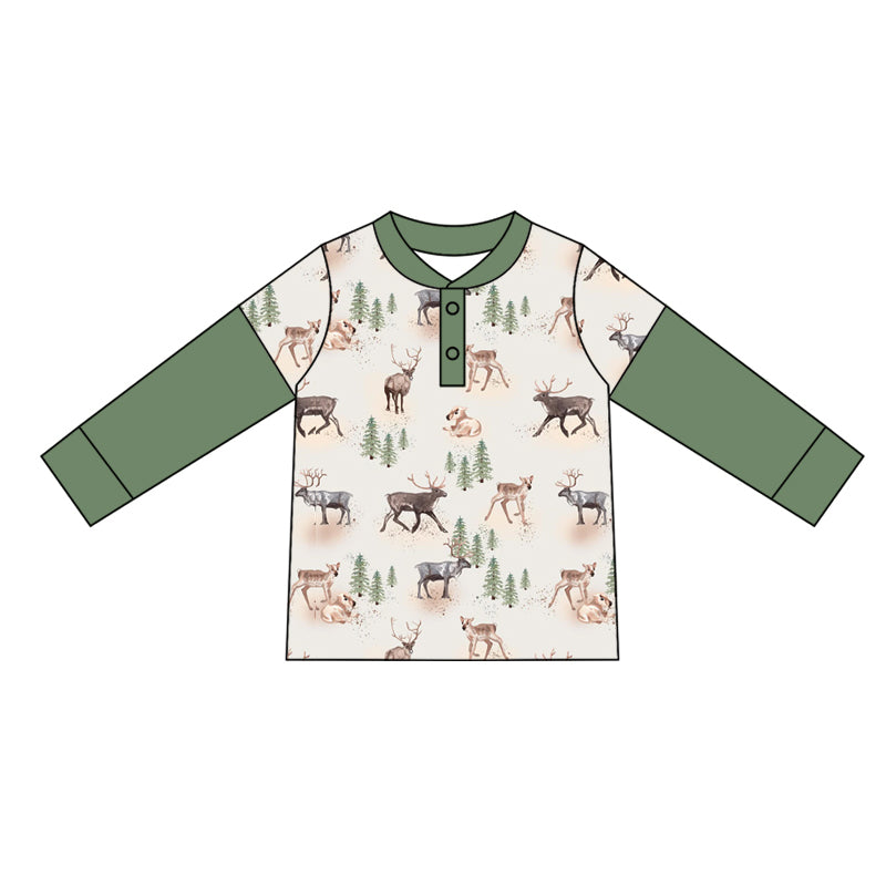 presale BT0917 Animal Green Stitching Long Sleeve Top  2024 9.9