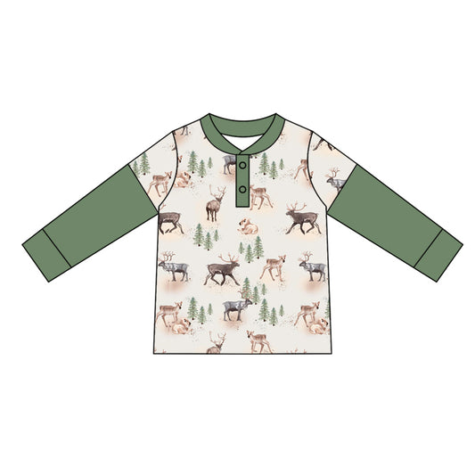 presale BT0917 Animal Green Stitching Long Sleeve Top  2024 9.9