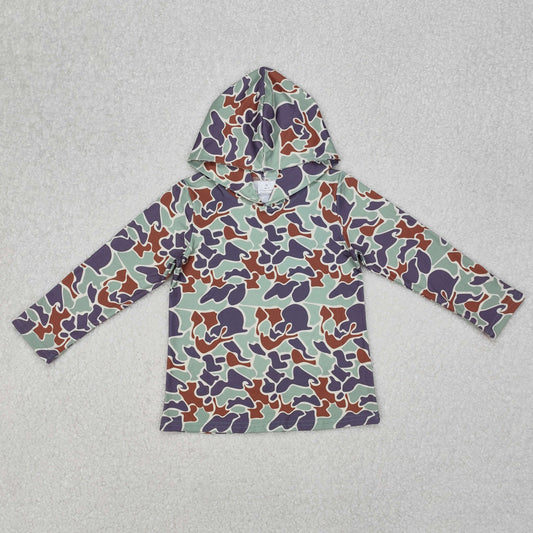 BT0918 Camouflage Brown Green Hooded Long Sleeve Top   D 820