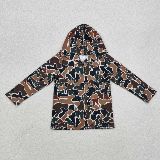 BT0921 Camouflage Beige Hooded Long Sleeve Top D 820