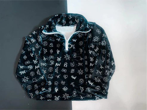 presale BT0936 Geometric character zip-up long-sleeved top 2024 9.16
