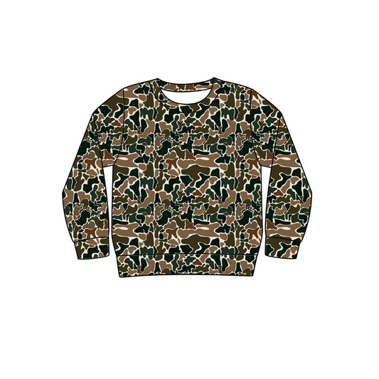 presale BT0942 Adult Men Brown Camo Long Sleeve Tee Shirts Tops 2024 9.16