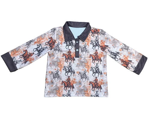 presale BT0944   Riding Button Collar Long  Sleeve Top 2024 9.19