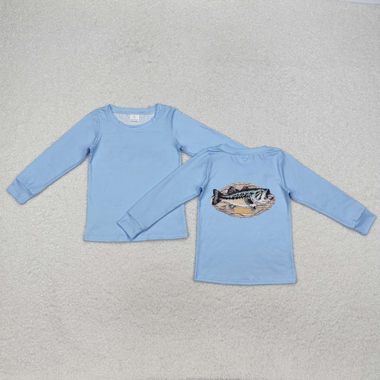 BT0952 Fish blue long-sleeved top