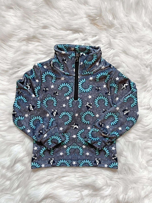 presale BT0953 Baby Boys Turquoise Long Sleeve Zip Pullovers Tops   2024 9.19