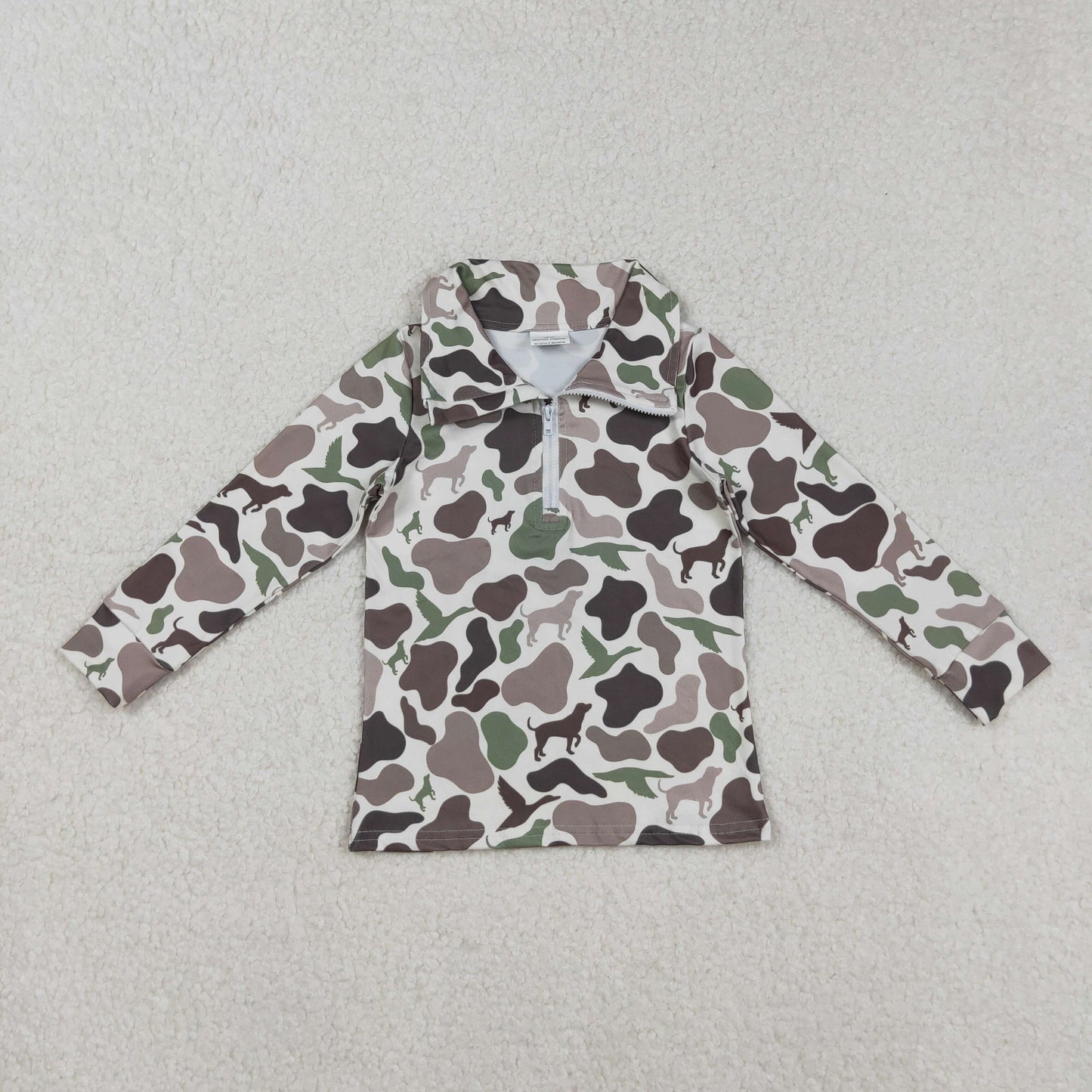 BT0955 Duck Puppy Camo Zip-Up Long Sleeve Top   D 904