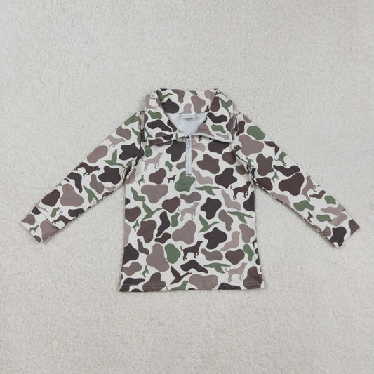 BT0955 Duck Puppy Camo Zip-Up Long Sleeve Top   D 904