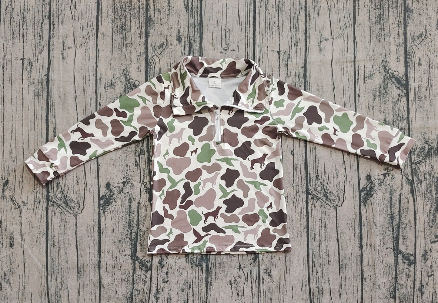 BT0955 Duck Puppy Camo Zip-Up Long Sleeve Top   D 904