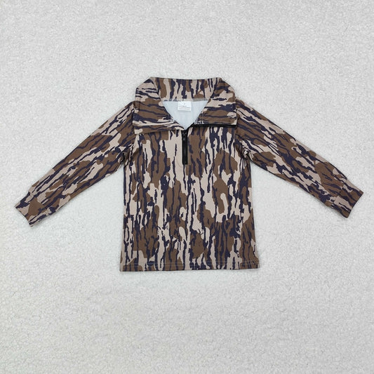 BT0957 Boys Army Green Camouflage Zipper Long Sleeve Top D 820