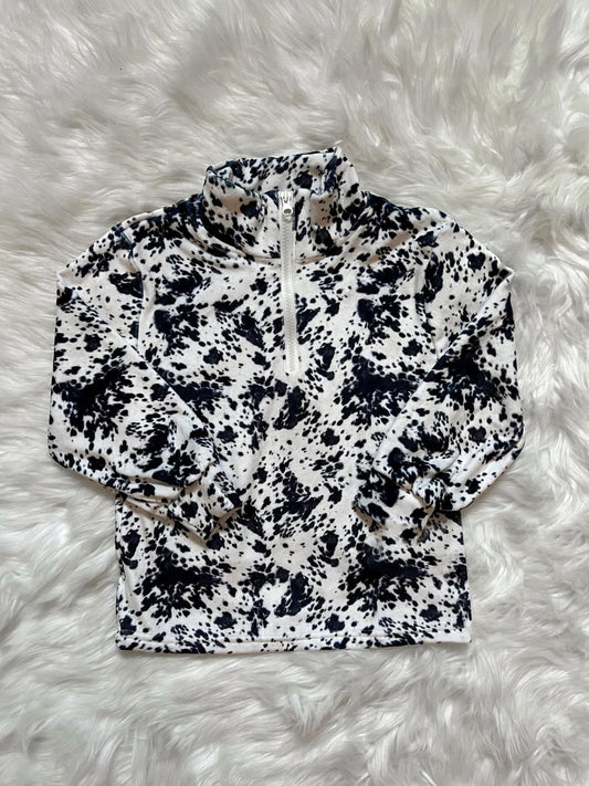 presale BT0960  Black and white ink pattern long-sleeved zipper top 2024 9.20