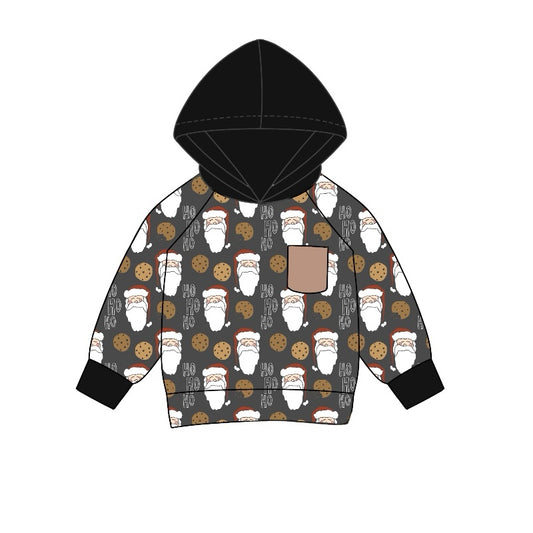 presale BT0966 Santa Cookies Grey and Black Hooded Long Sleeve Top 2024 9.21