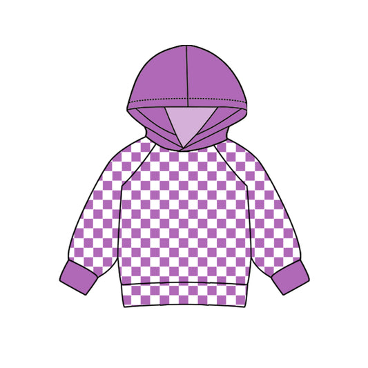 presale BT0976 Purple Plaid Hooded Long Sleeve Top    2024 9.23