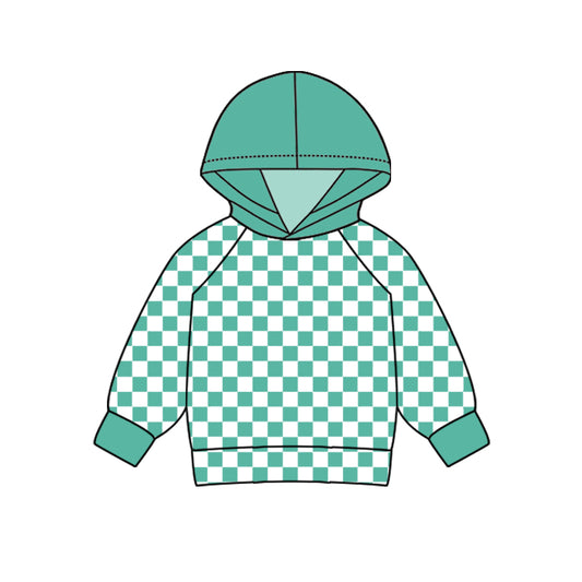 presale BT0978 Green Plaid Hooded Long Sleeve Top  2024 9.23