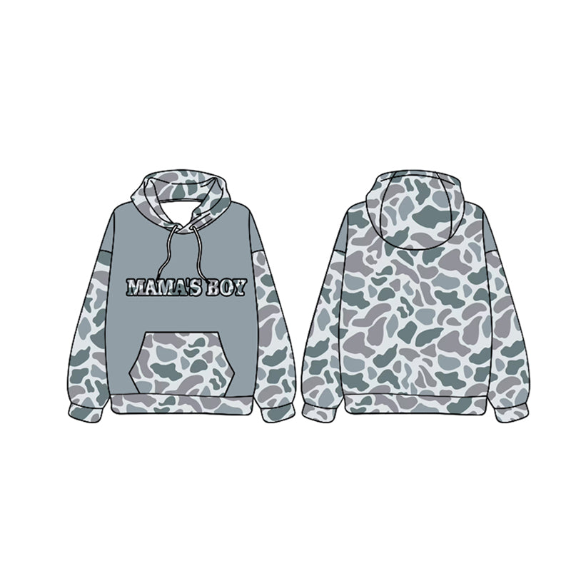 presale BT0986  Grey and blue camouflage hooded long-sleeved top  2024 9.23