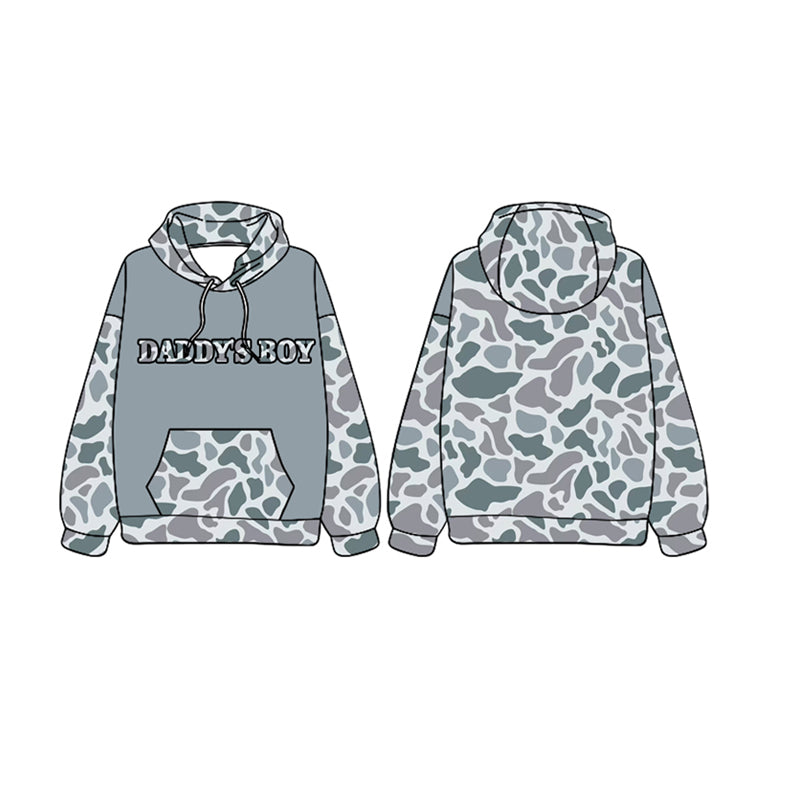 presale BT0987 daddy's boy grey blue camouflage hooded long sleeve top  2024 9.23