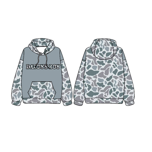 presale BT0987 daddy's boy grey blue camouflage hooded long sleeve top  2024 9.23