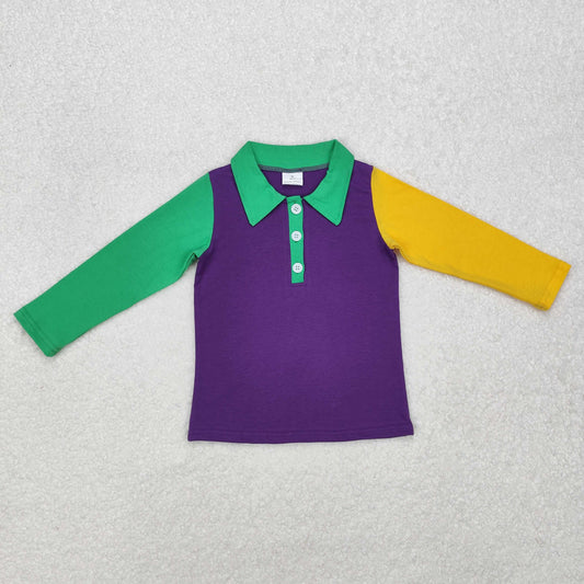 BT0997 Carnival yellow, green and purple long-sleeved top
