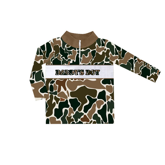 presale BT1000 daddy's boy camouflage beige zip-up long sleeve top 2024 9.23