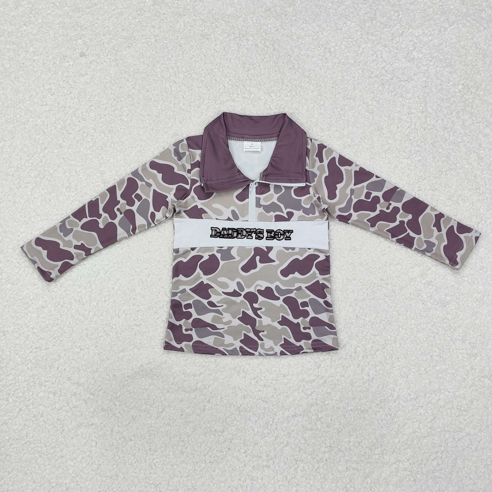 BT1001  daddy's boy camouflage zip-up long sleeve top