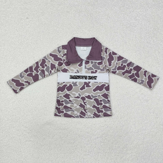 BT1001  daddy's boy camouflage zip-up long sleeve top