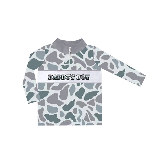 presale BT1002 daddy's boy grey blue camouflage zipper long sleeve top  2024 9.23