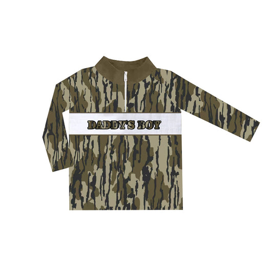 presale BT1003 daddy's boy army green camouflage zip-up long sleeve top 2024 9.23