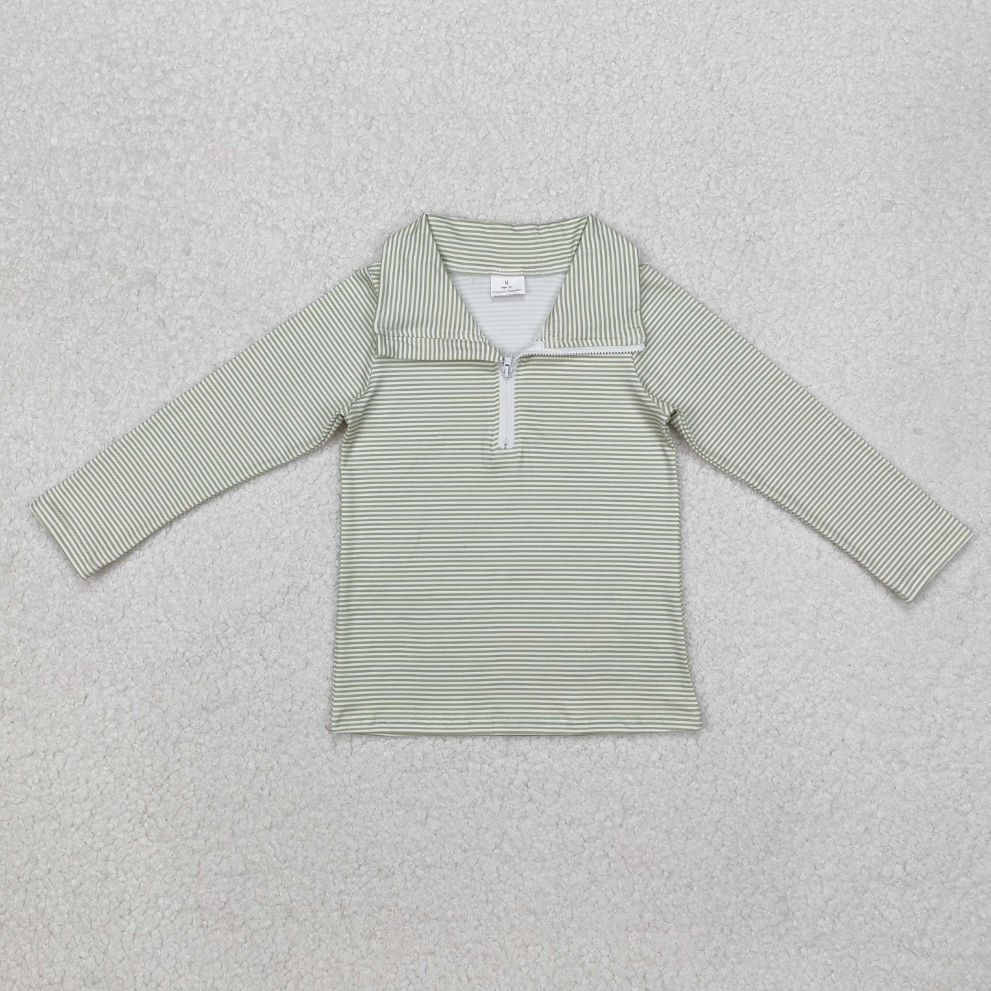 BT1005 Baby Boys Green Stripes Zip Shirt Tops