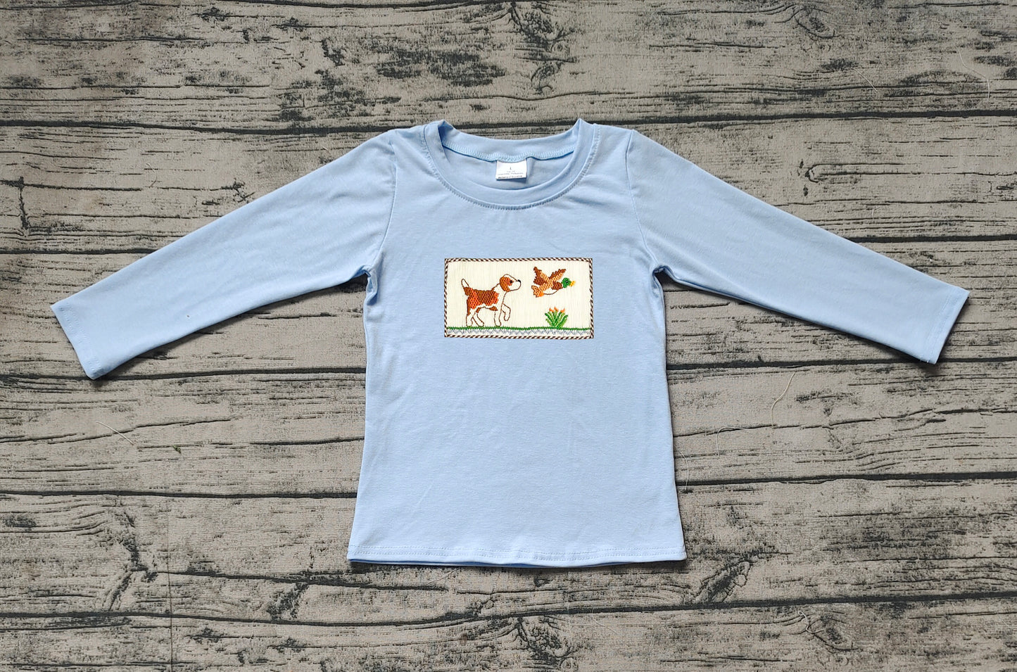 BT1007   Puppy Duck Light Blue Long Sleeve Top