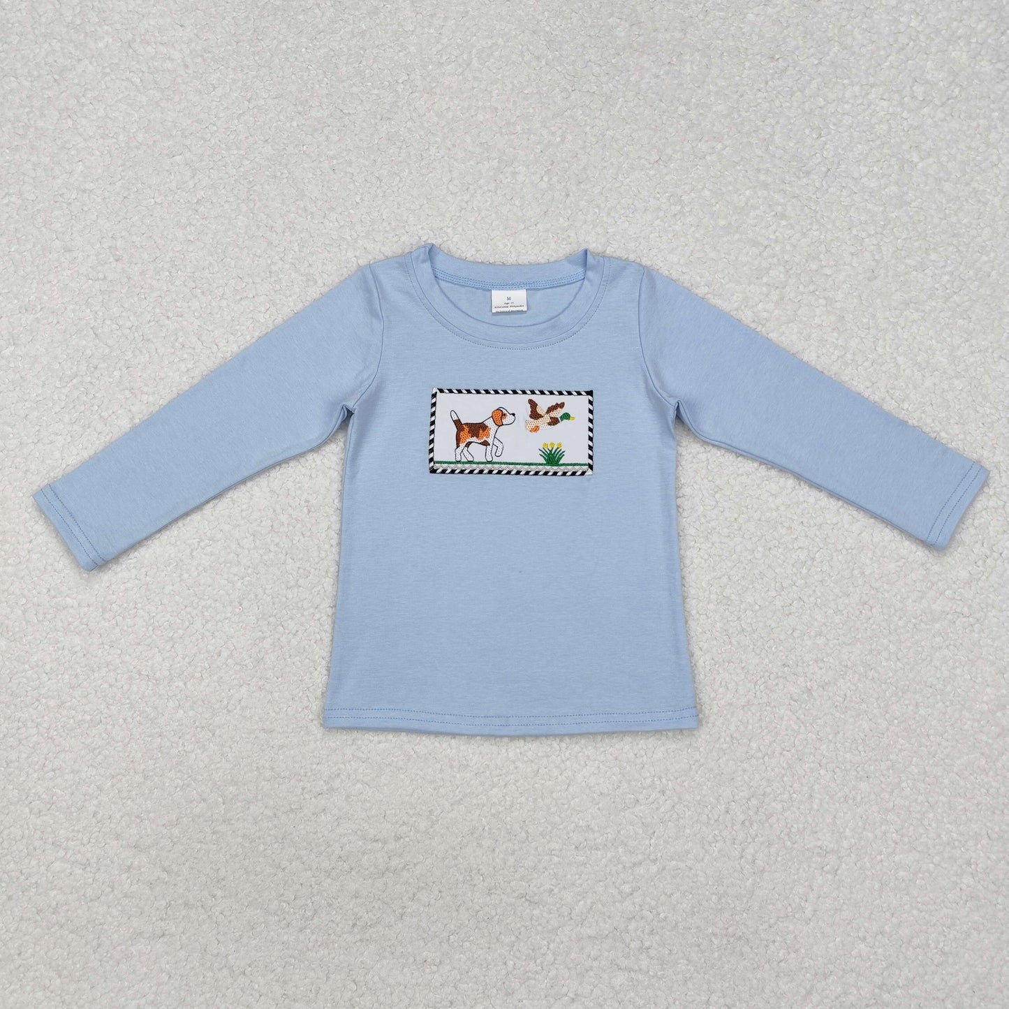 BT1007   Puppy Duck Light Blue Long Sleeve Top