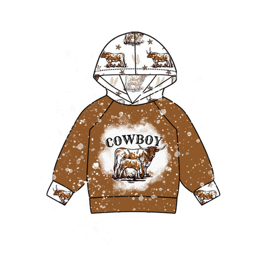 presale BT1014 cowboy alpine bull head star brown and white long-sleeved top 2024 9.27