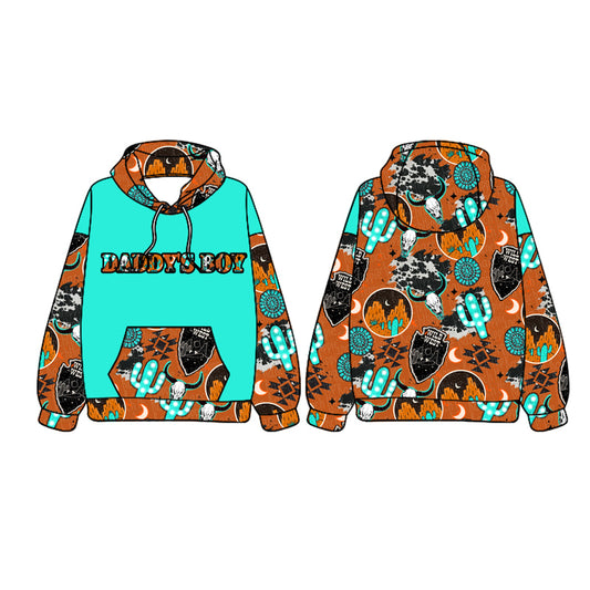 presale BT1020 Baby Boys Daddy's Boy Hooded Pocket Western Cactus Tops 2024 9.29
