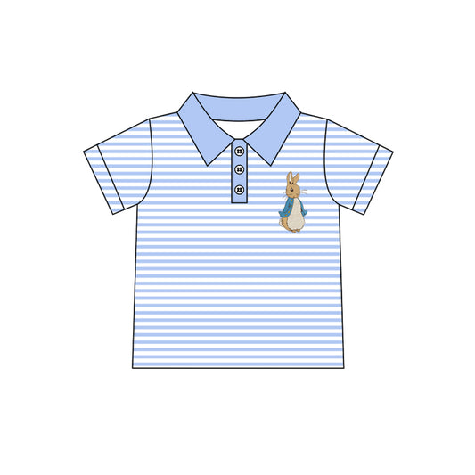 presale BT1032 Easter Bunny Blue Striped Short Sleeve Top 2024 10.9