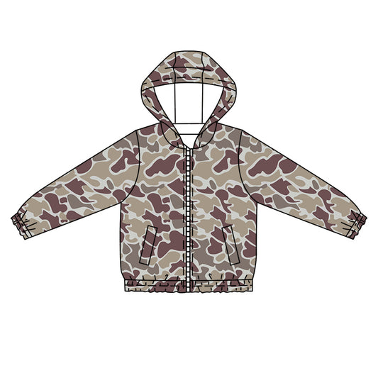 preorder BT1033 Camouflage Zip-Up Hooded Long Sleeve Top 2024 10.9