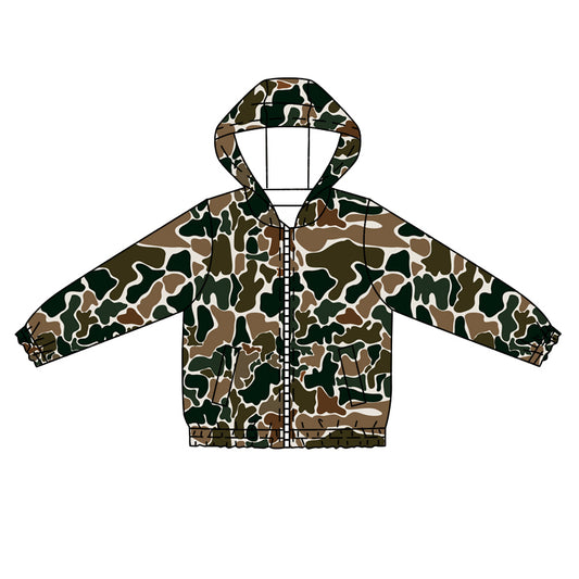 preorder BT1034 Camouflage Beige Zip-Up Hooded Long Sleeve Top 2024 10.9