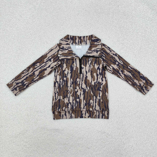 BT1035  Pocket camouflage army green zip-up long-sleeved top D 820
