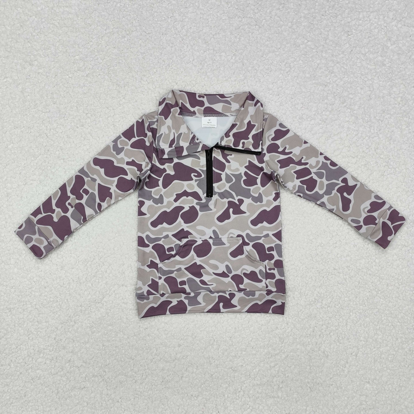 BT1036 Pocket camouflage zip-up long sleeve top D 820
