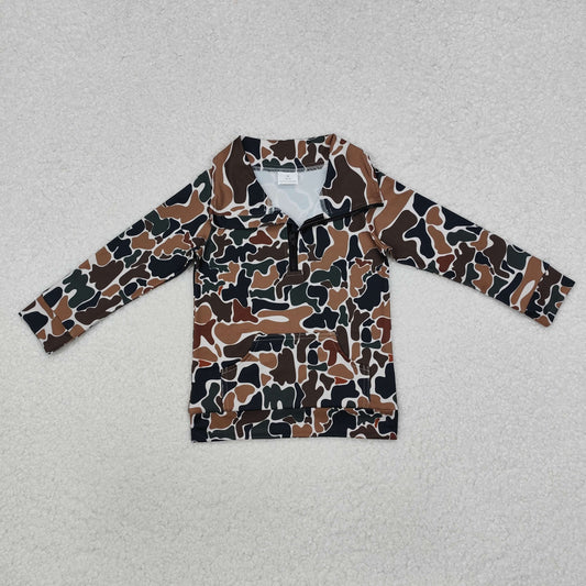 BT1038  Beige zip-up long-sleeved top with camouflage pockets D 820
