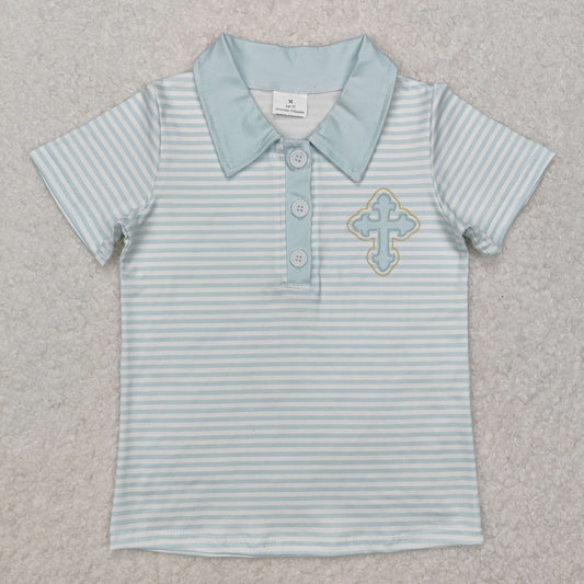 BT1045 Baby Boys Easter Cross Short Sleeve Tee Shirts Tops