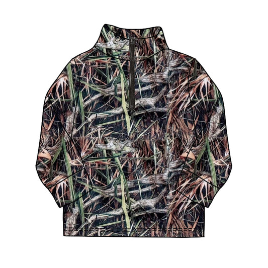 preorder BT1048  Branches and Leaves Zippered Long Sleeve Top  2024 10.14