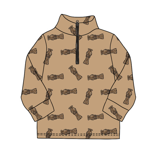 preorder BT1049 Camouflage Bottle Brown Zip-Up Long Sleeve Top   2024 10.14