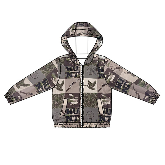 preorder BT1055 Duck Camouflage Plaid Chain Hooded Long Sleeve Top  2024 10.16